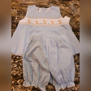 Adorable Blue Gingham Outfit With Smocked Ducks